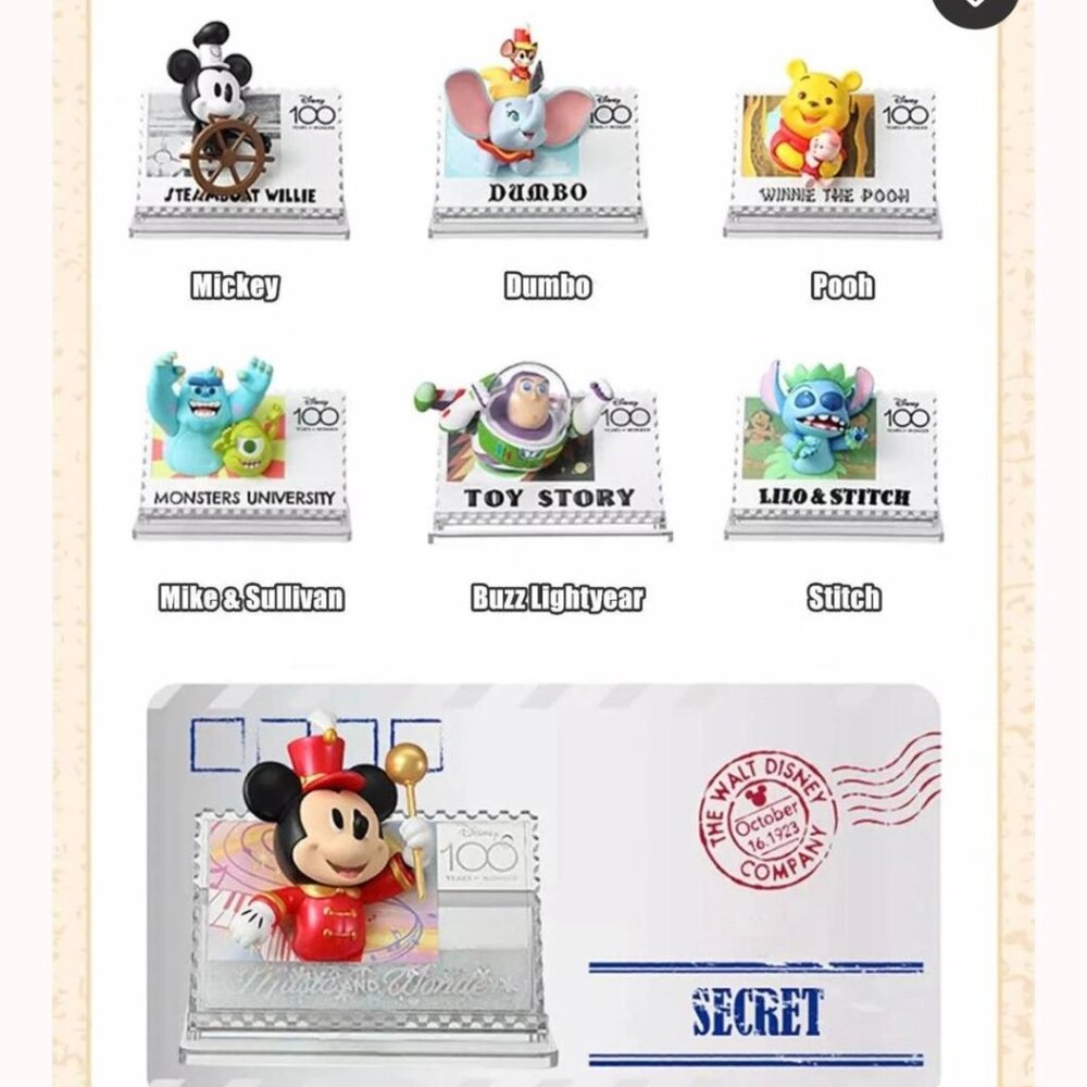 NEW - Disney 100th Anniversary Retro Stamp Mini Figure BlindBox 1(pc) - Picture 2 of 6